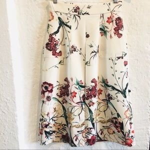 Zara Floral Midi High Waist Skirt